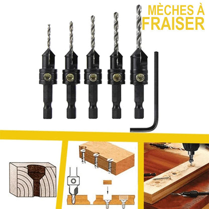 Wood Drill Bit Set Three-In-One Hex Shank 5-Piece