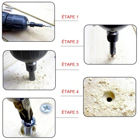 Wood Drill Bit Set Three-In-One Hex Shank 5-Piece