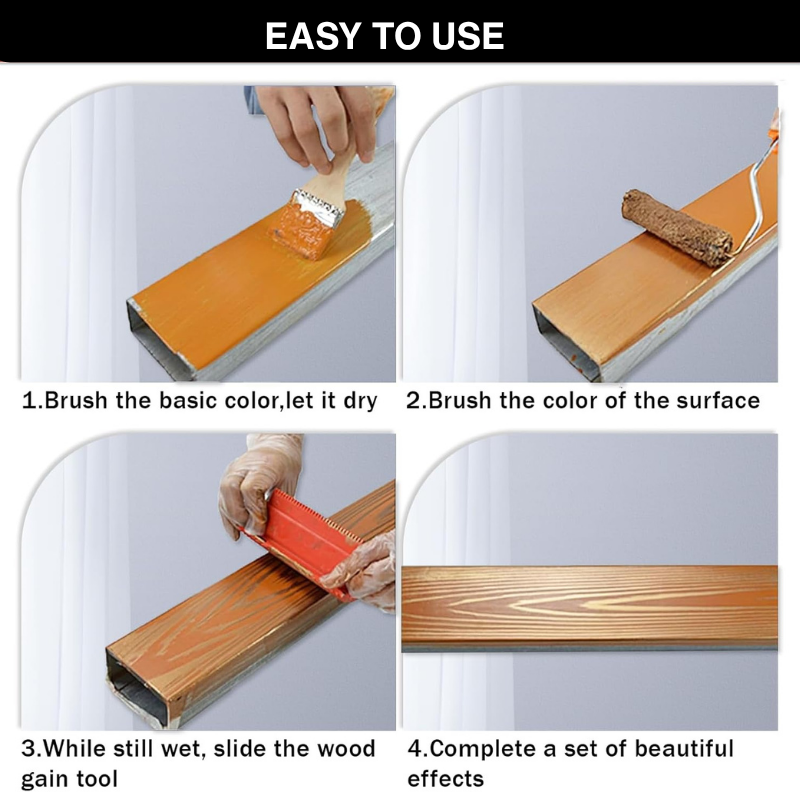 Wood Grain Roller Set Durable Rubber Fine & Coarse