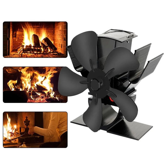 Wood Stove Fan Heat-Powered Quiet Even Heat Distribution