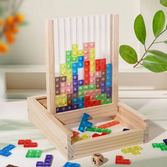 Wooden Block Puzzle Colorful Geometric Smooth Pieces