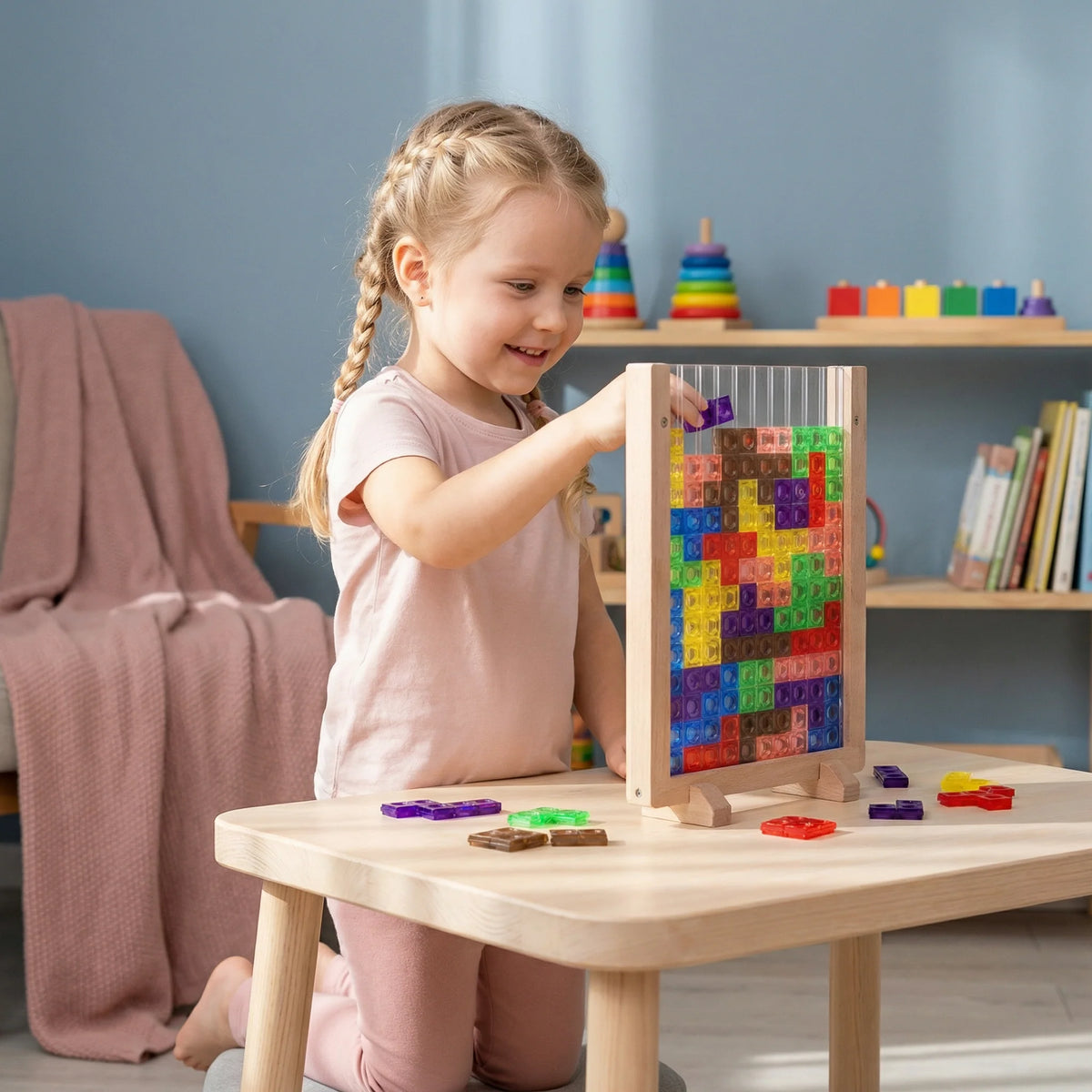 Wooden Block Set Solid Wood Montessori Ages 2+