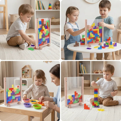 Wooden Block Set Solid Wood Montessori Ages 2+