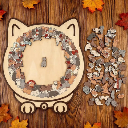 Wooden Cat Puzzle 135 Pieces Display-Ready