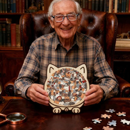 Wooden Cat Puzzle 135 Pieces Display-Ready