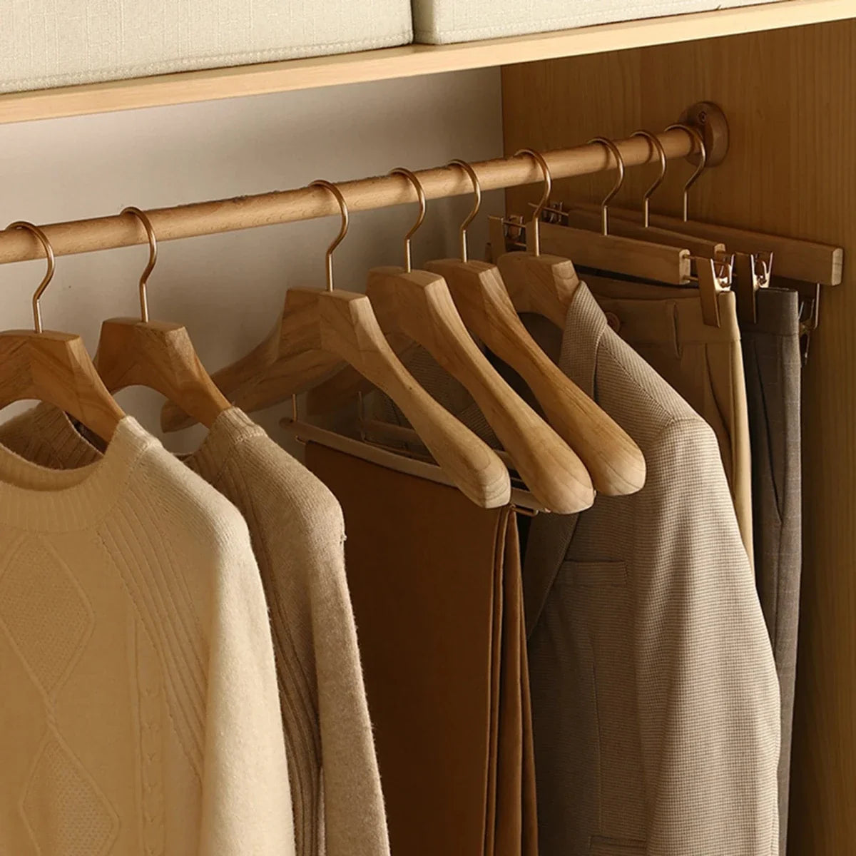 Wooden Clothes Hangers Wide Design Set of 3