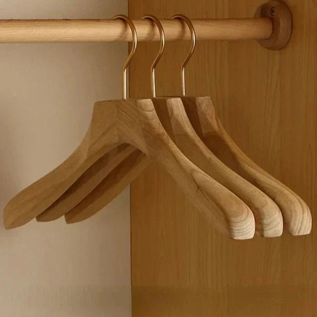 Wooden Clothes Hangers Wide Design Set of 3