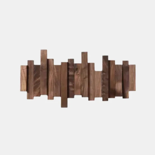 Wooden Coat Rack with Foldaway Hooks – Entryway Wall Organizer