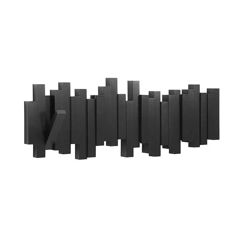 Wooden Coat Rack with Foldaway Hooks – Entryway Wall Organizer