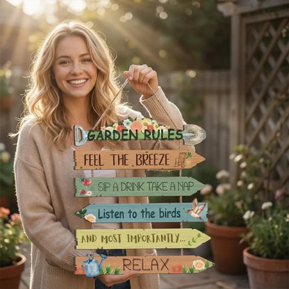 Wooden Garden Sign Directional Arrow Weatherproof Jute Hanger
