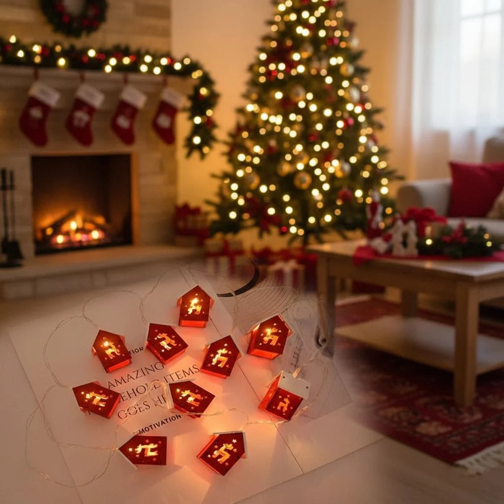 Wooden House Light Warm White LED Cordless