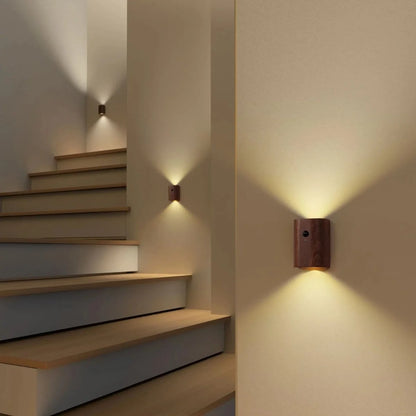 Wooden Lamp Motion-Activated LED Rechargeable Cordless