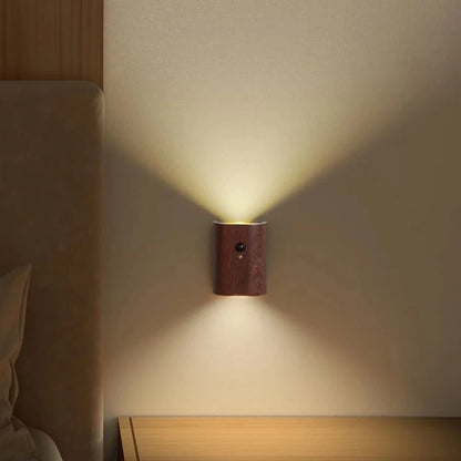 Wooden Lamp Motion-Activated LED Rechargeable Cordless
