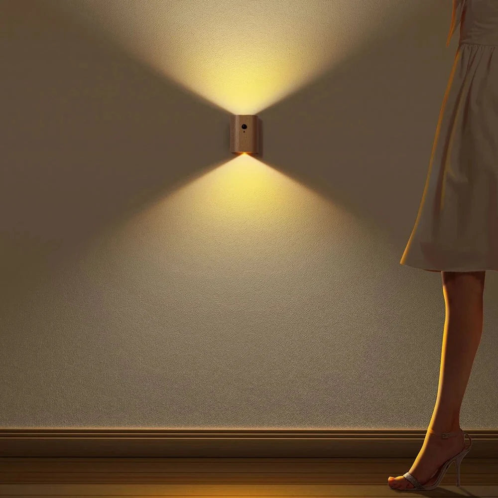 Wooden Lamp Motion-Activated LED Rechargeable Cordless
