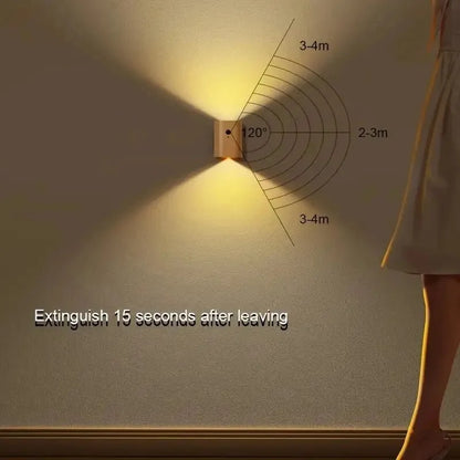 Wooden Lamp Motion-Activated LED Rechargeable Cordless