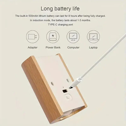 Wooden Lamp Motion-Activated LED Rechargeable Cordless