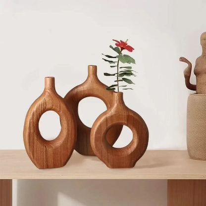 Wooden Vase Handcrafted Three Sizes