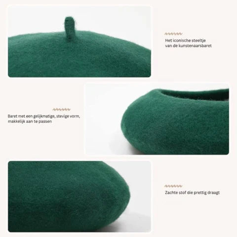 Wool Beret Soft Lightweight One Size Stretch Fit