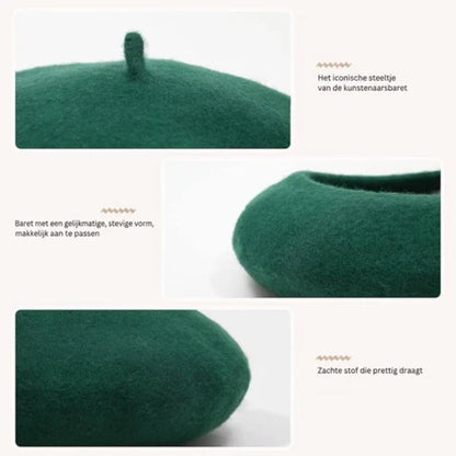 Wool Beret Soft Lightweight One Size Stretch Fit
