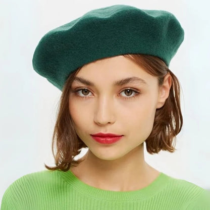 Wool Beret Soft Lightweight One Size Stretch Fit