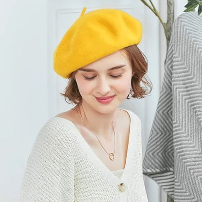 Wool Beret Soft Lightweight One Size Stretch Fit