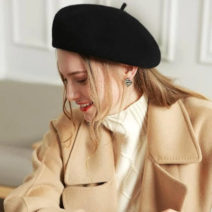 Wool Beret Soft Lightweight One Size Stretch Fit
