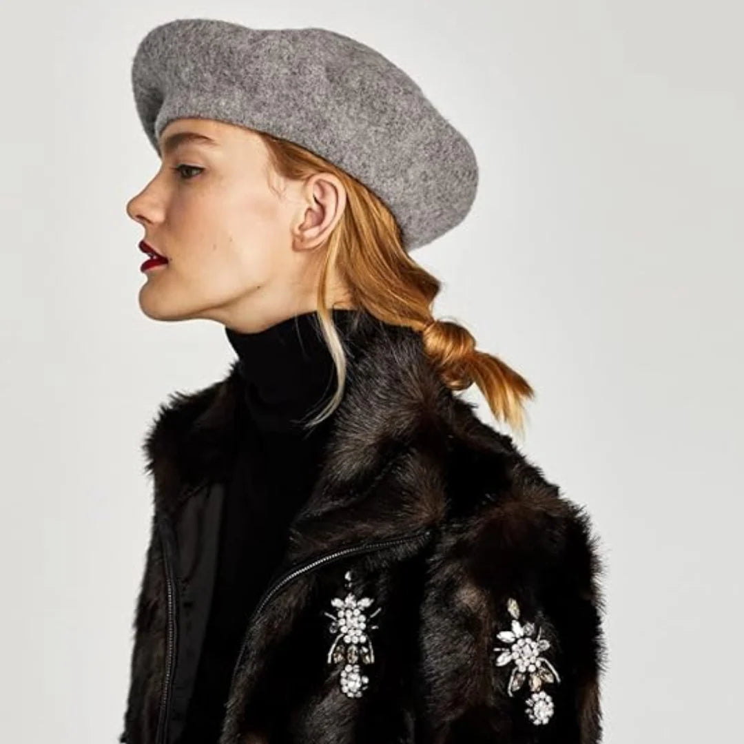 Wool Beret Soft Lightweight One Size Stretch Fit