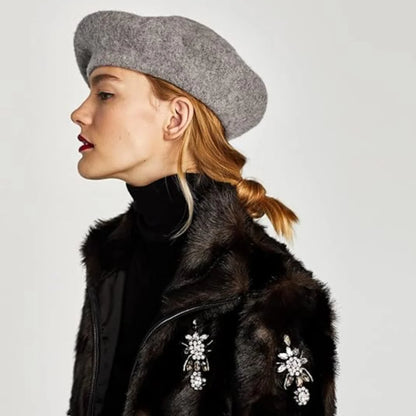 Wool Beret Soft Lightweight One Size Stretch Fit