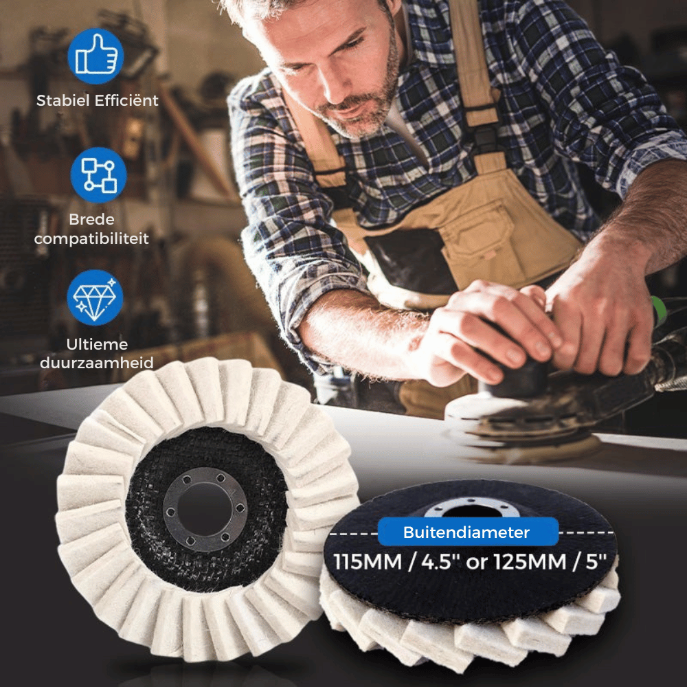 Wool Buffing Wheel Compressed Wool Fits 115/125 mm