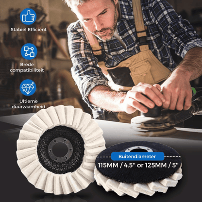 Wool Buffing Wheel Compressed Wool Fits 115/125 mm
