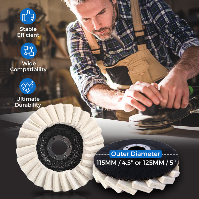 Wool Buffing Wheel Compressed Wool Fits 115/125 mm