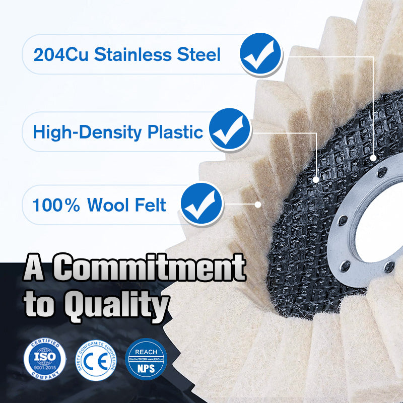 Wool Buffing Wheel Compressed Wool Fits 115/125 mm