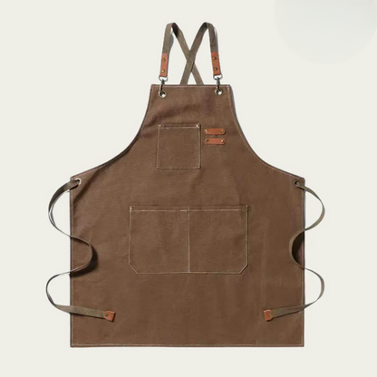 Work Apron Canvas Cross-Back Straps & Utility Pockets