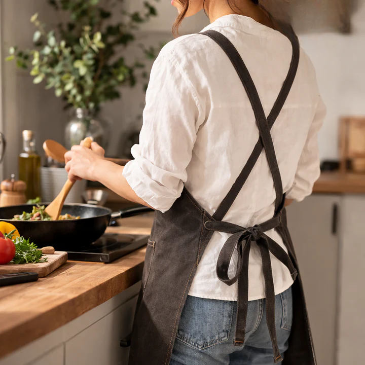 Work Apron Canvas Cross-Back Straps & Utility Pockets