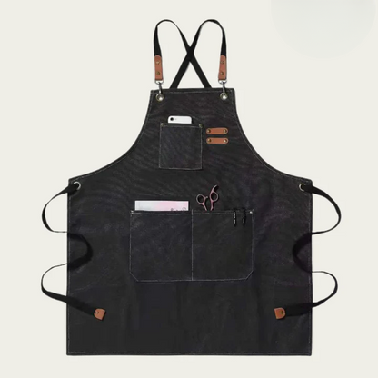 Work Apron Canvas Cross-Back Straps & Utility Pockets