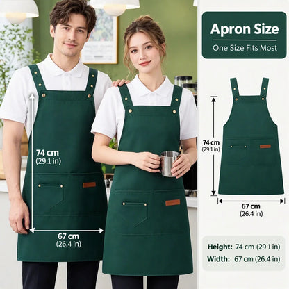 Work Apron Multi-Pocket Adjustable Straps 100% Polyester