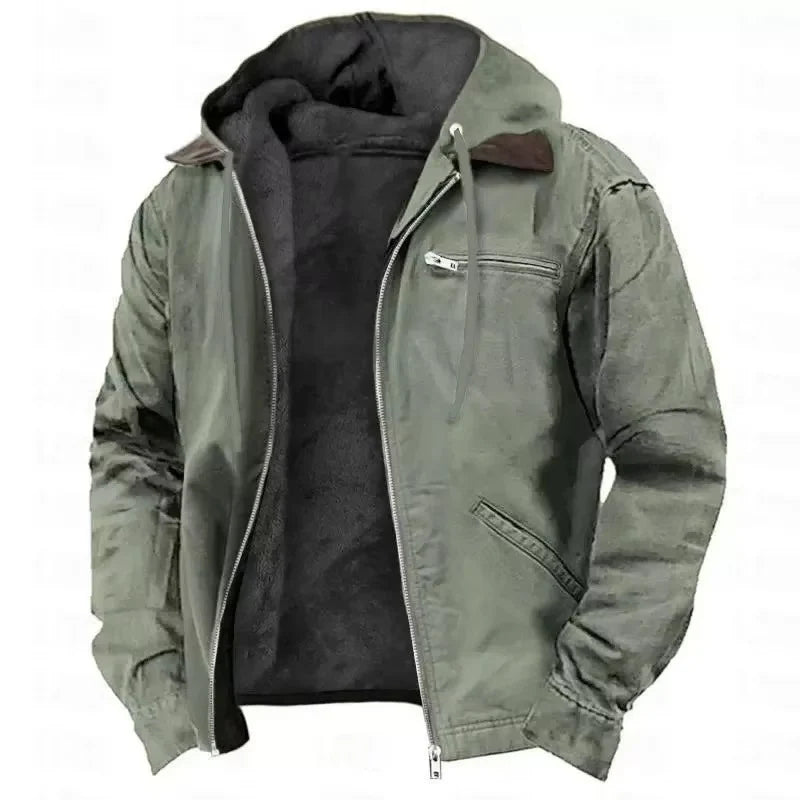 Workwear Jacket Insulated Lining Adjustable Hood Relaxed Fit