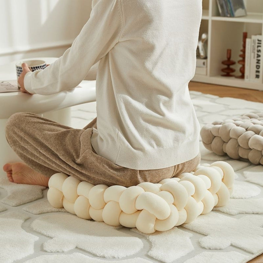 Woven Knot Cushion Velvety Fabric & Plush Filling