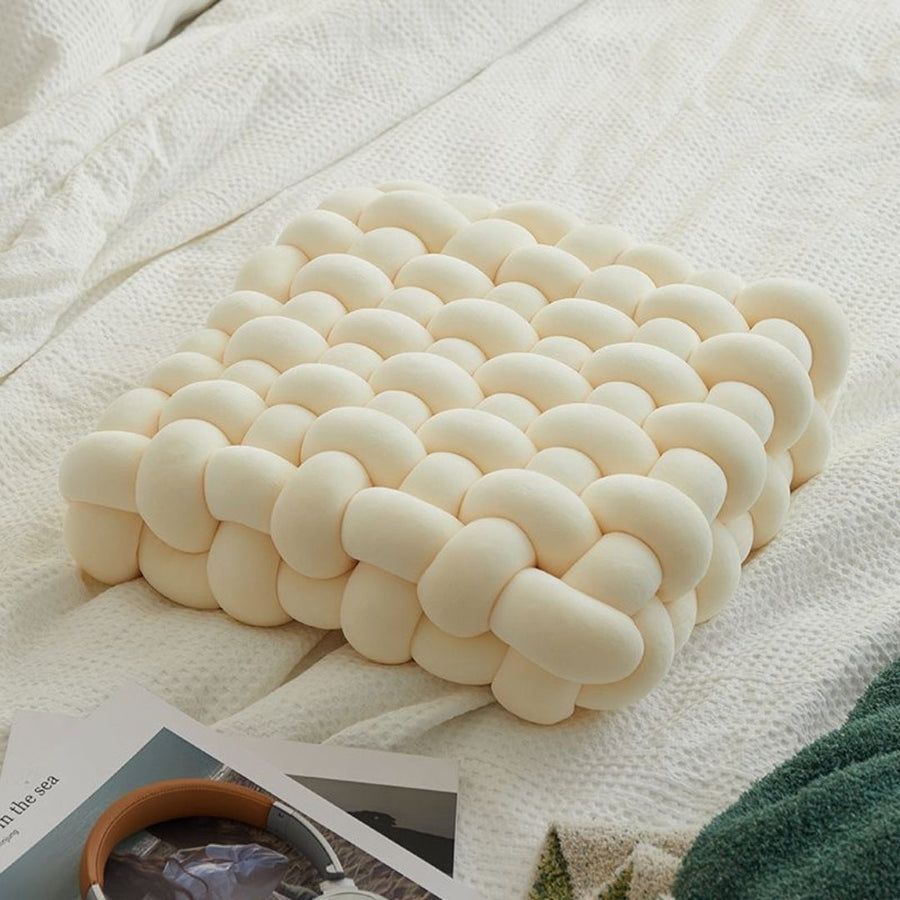 Woven Knot Cushion Velvety Fabric & Plush Filling