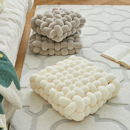 Woven Knot Cushion Velvety Fabric & Plush Filling