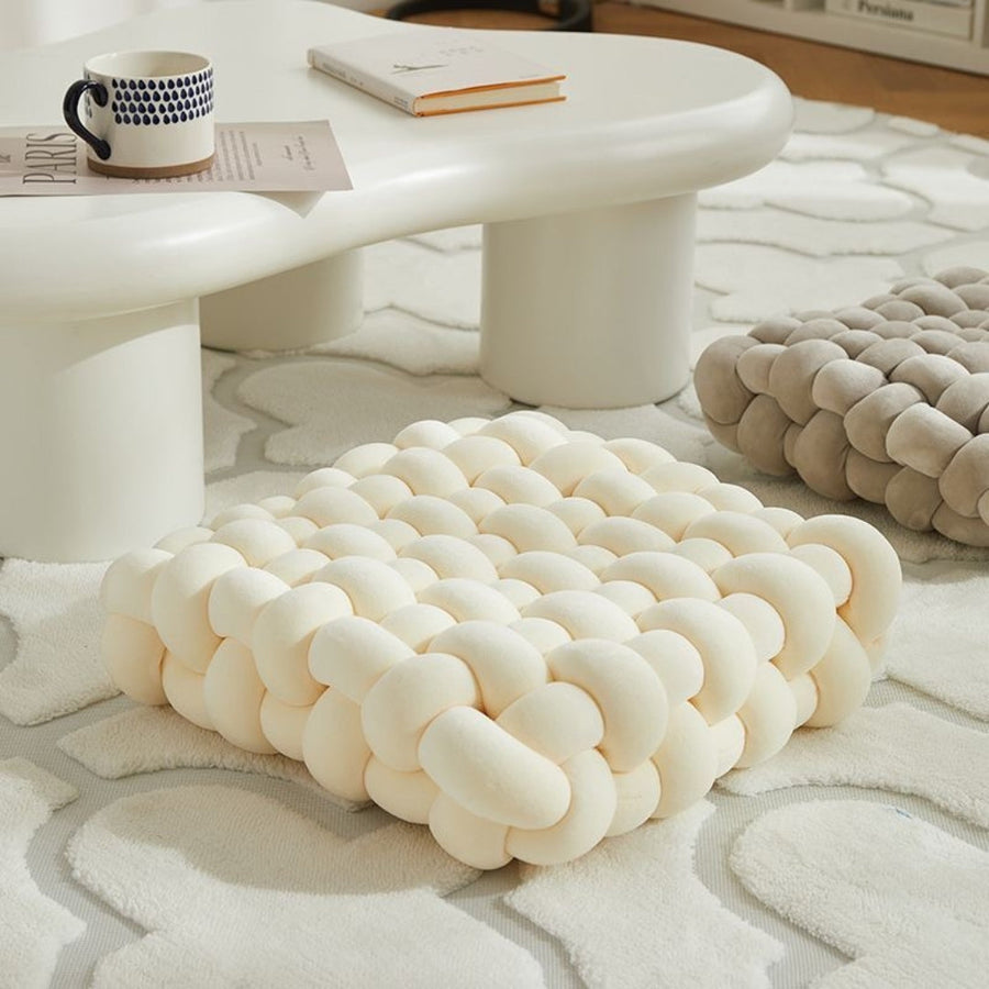 Woven Knot Cushion Velvety Fabric & Plush Filling