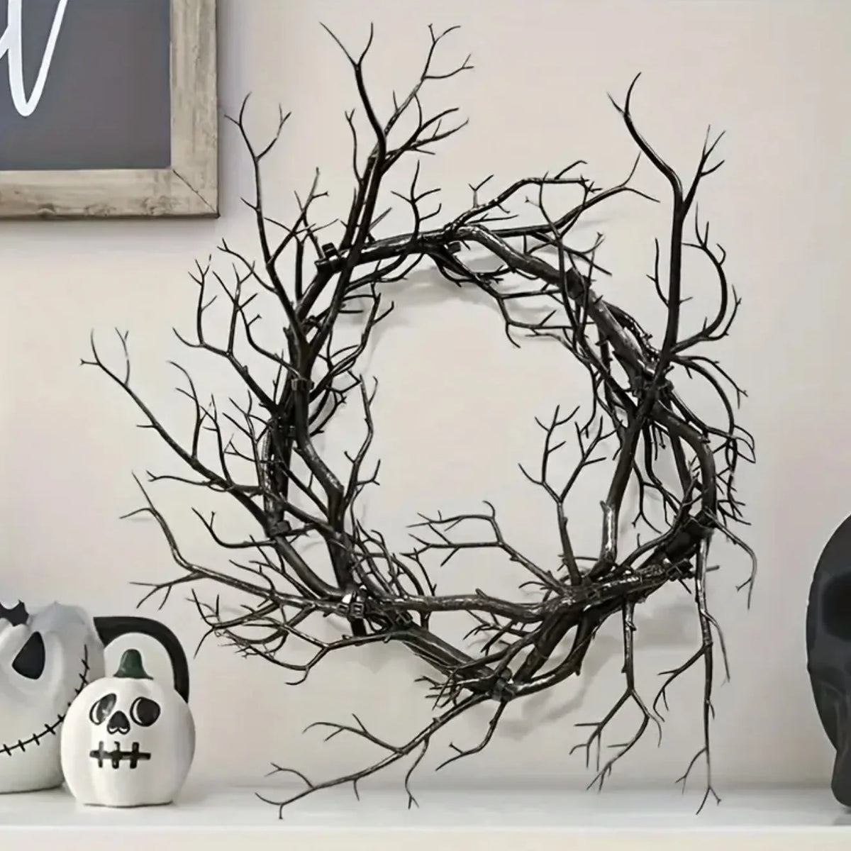 Wreath Artificial Branches Rustic Lightweight For Covered Outdoor Use