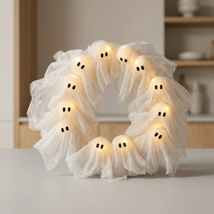 Wreath Halloween Glow-in-the-Dark Ghost Design