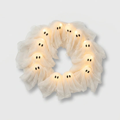 Wreath Halloween Glow-in-the-Dark Ghost Design