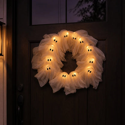 Wreath Halloween Glow-in-the-Dark Ghost Design