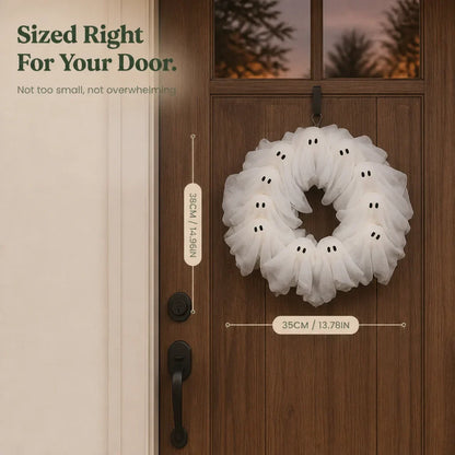 Wreath Halloween Glow-in-the-Dark Ghost Design