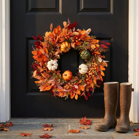 Wreath Handcrafted Pumpkin Artificial Eucalyptus Indoor & Outdoor