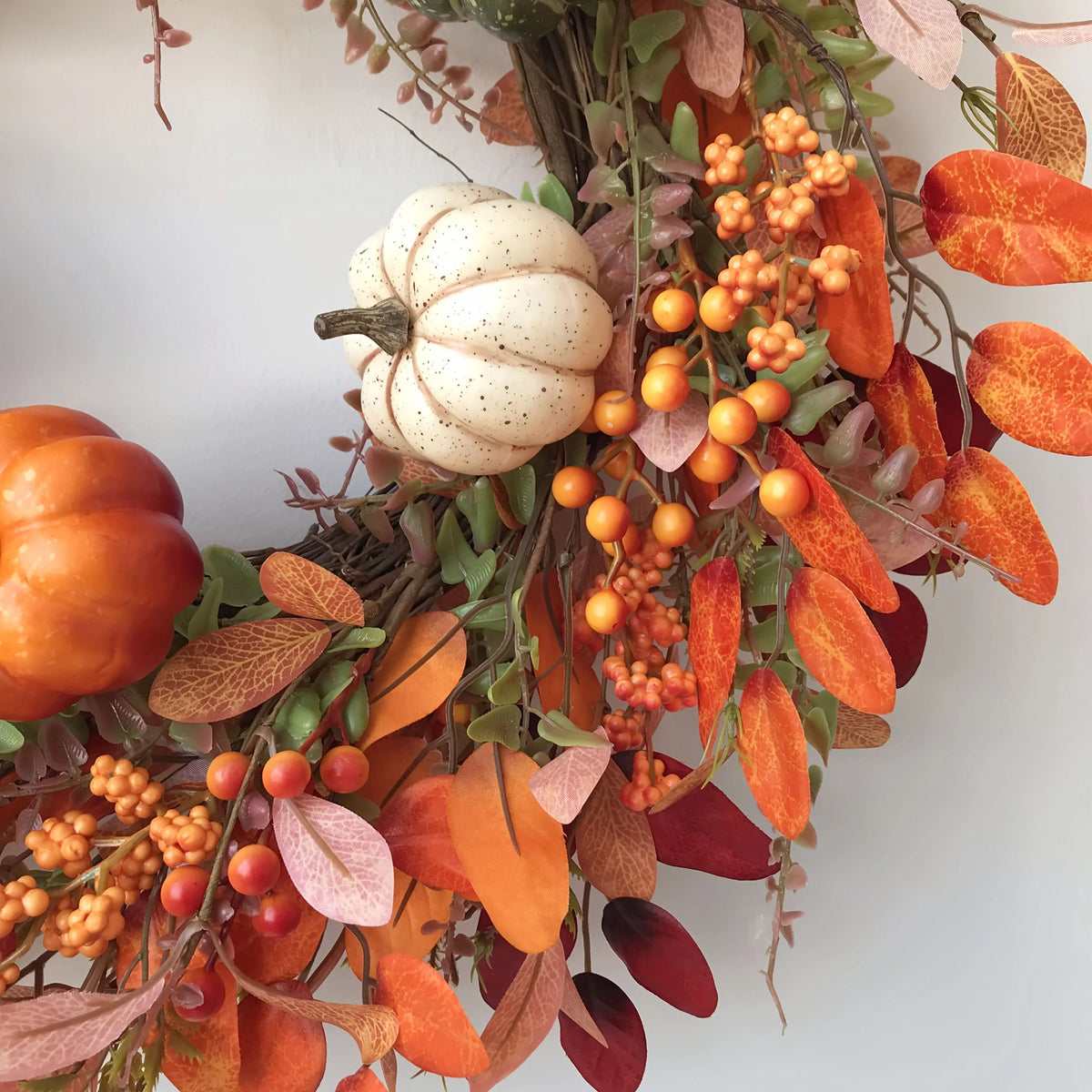 Wreath Handcrafted Pumpkin Artificial Eucalyptus Indoor & Outdoor