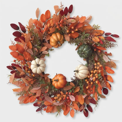Wreath Handcrafted Pumpkin Artificial Eucalyptus Indoor & Outdoor