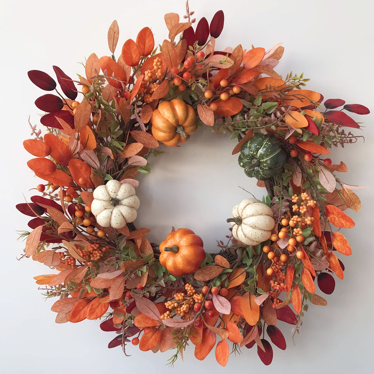 Wreath Handcrafted Pumpkin Artificial Eucalyptus Indoor & Outdoor